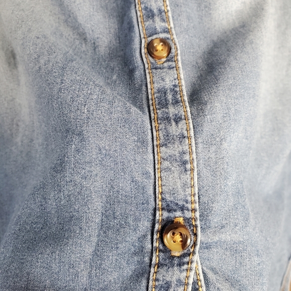 Denim button down short sleeve shirt 40 - Picture 4 of 7
